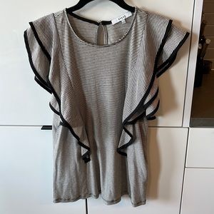 Black and white ruffle sleeve top from Anthropologie